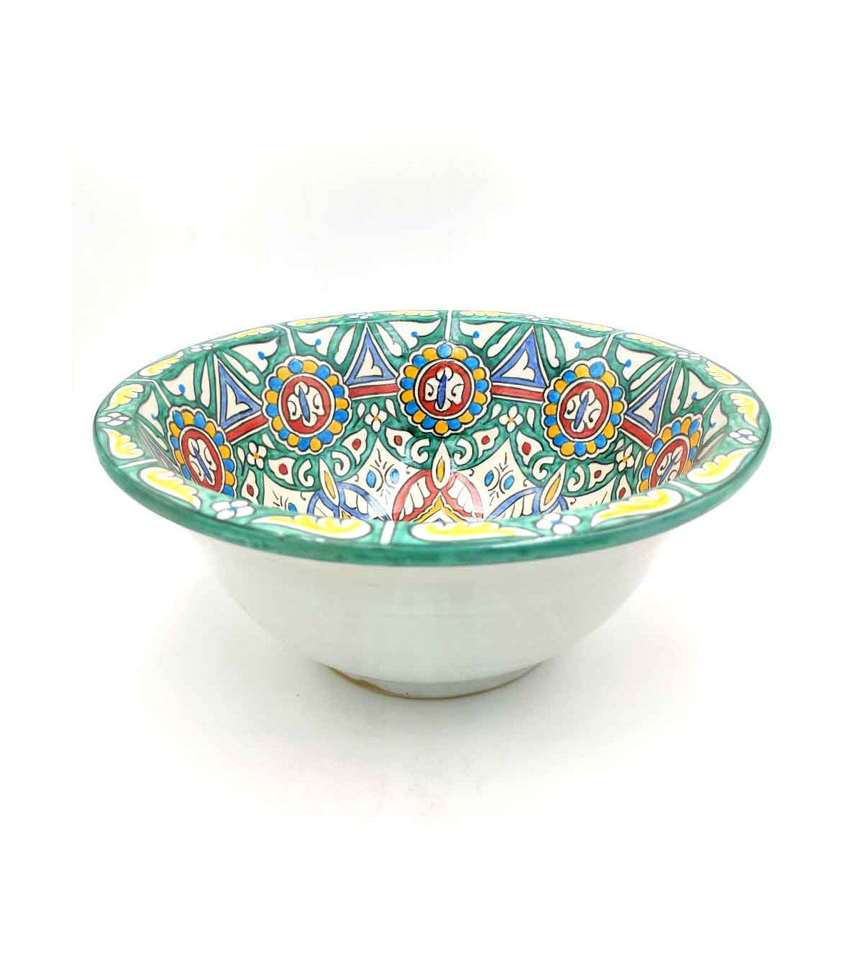 Lavabo Árabe Cerámica 40cm - Artesanía Fez - Pintado a Mano - Modelo Alwanis