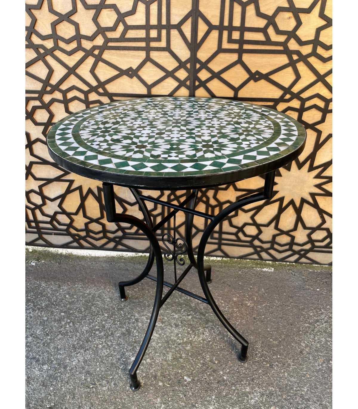 TABLE DE JARDIN MOSAÏQUE ANDALOUSE - CARREAUX ZELIGE FEZ - MODÈLE OUARSASAT