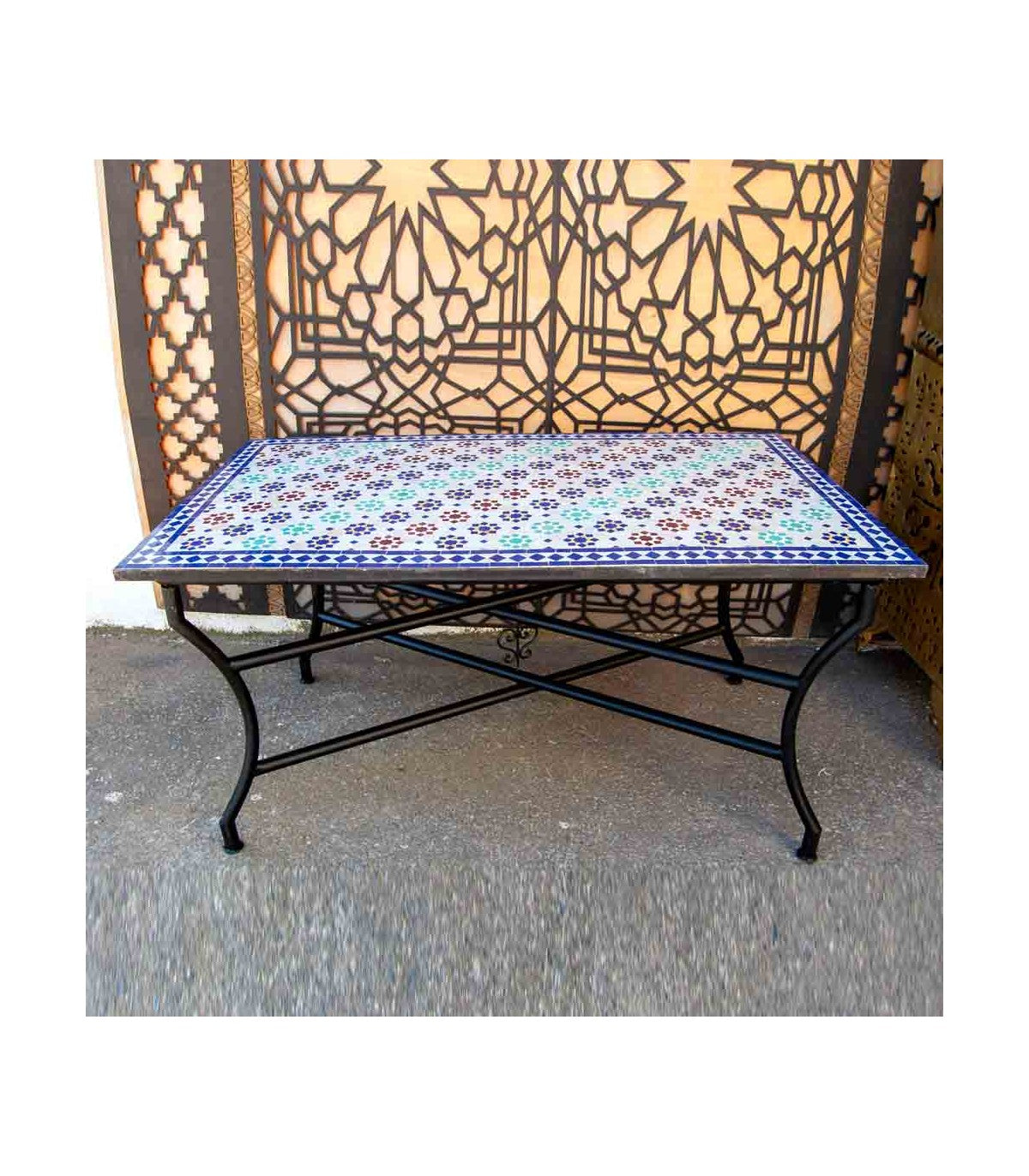 Mesa Mosaico Jardin o Patio Andalusí - Multicolor - Artesanía Marroquí - Modelo Alwani Najma