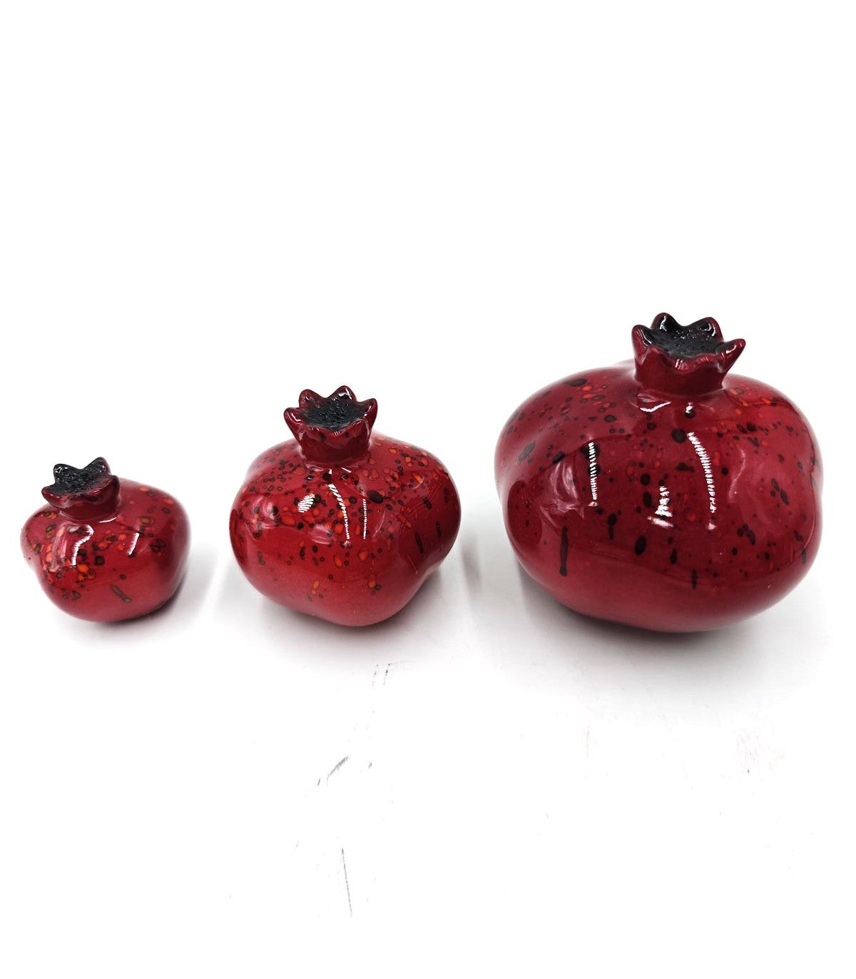 pack de 3 Granadas de cerámica hecha a mano, Granada roja