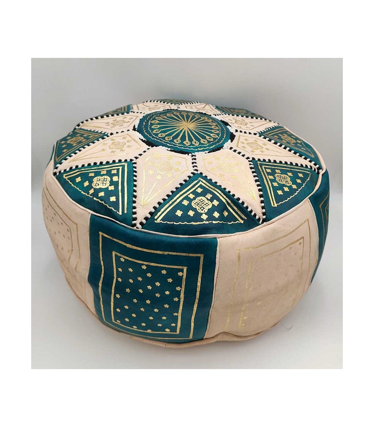 Puff Árabe Cuero 100% - Artesanía Marroquí - Modelo Laun Alwan